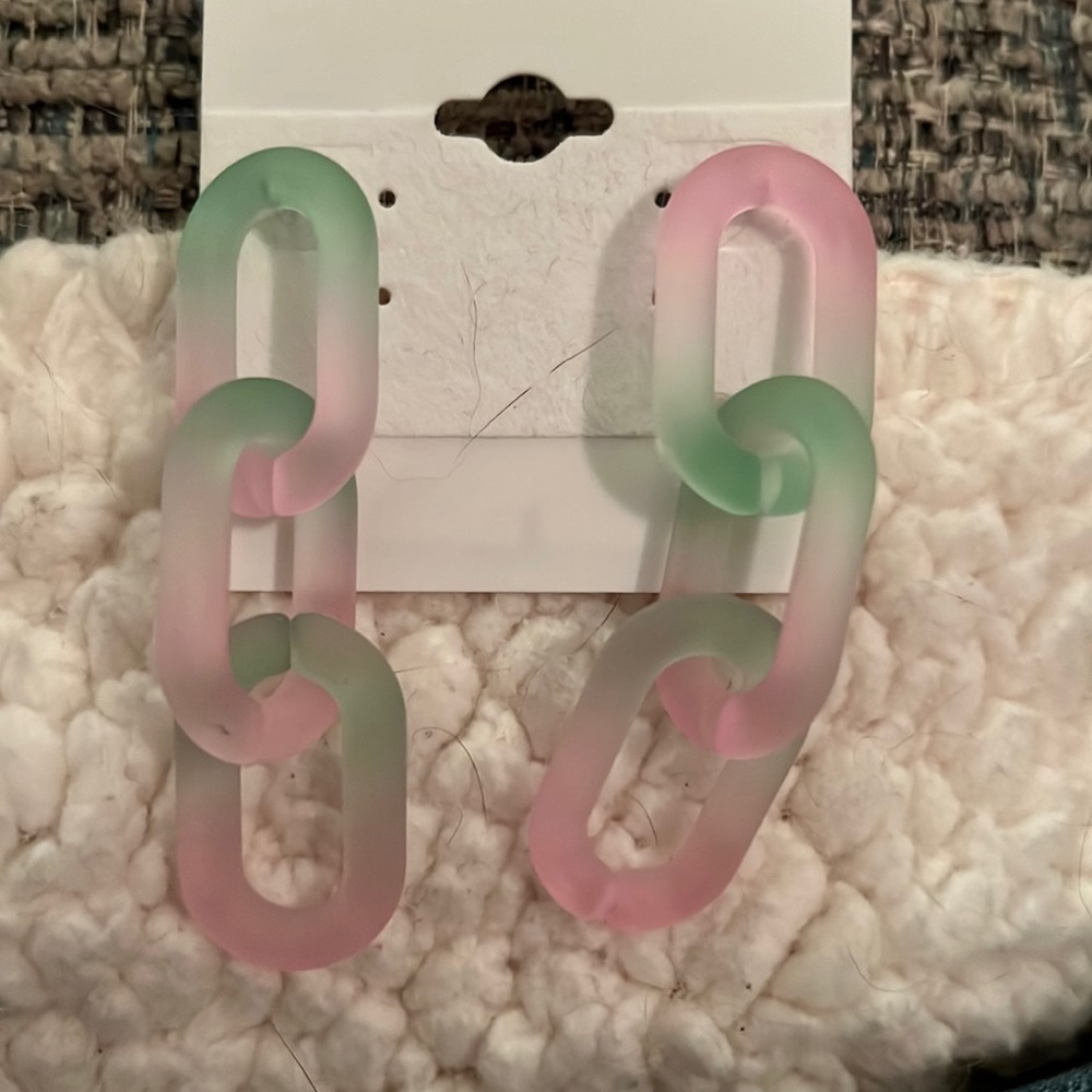 Pink and Green Earrings